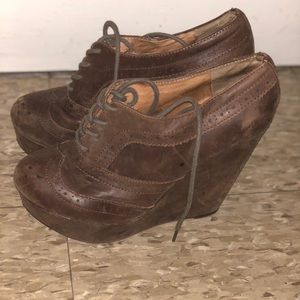 Slightly worn wedge heels
